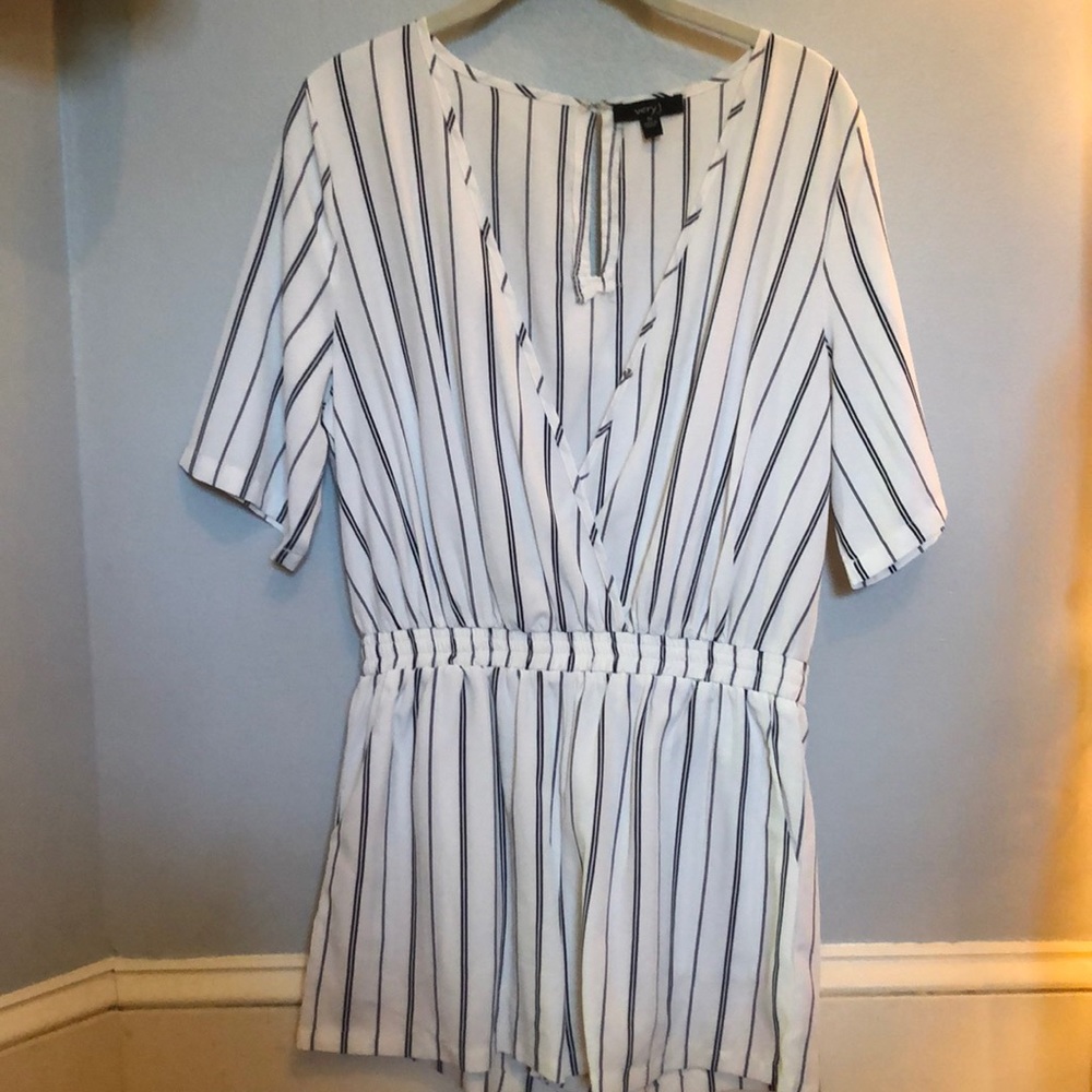 Black and White Striped Romper